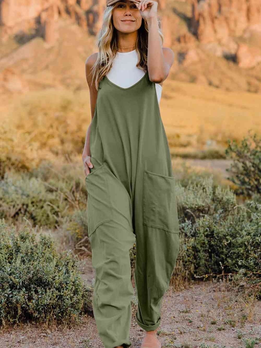 Relaxed Olive Green Pocket Jumpsuit